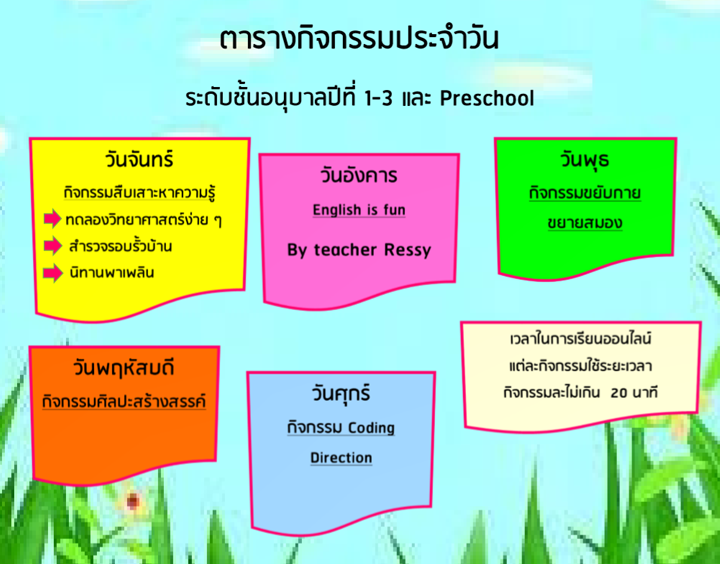 ตารางกิจกรรมอนุบาล